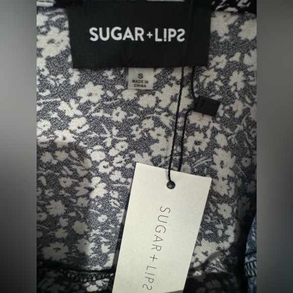 Sugarlips Floral Jumpsuit, Black/White, Size Small, NWT, cropped, square neck - Picture 7 of 10